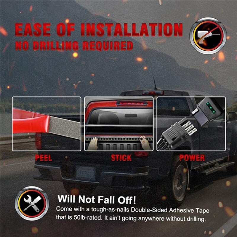 SOCAL-LED LIGHTING Triple Row LED Tailgate Light Bar 48 Inch LED Flexible Strip for Truck 5 Functions Red White Yellow Switchback, Sequential Turn Signal/Reverse/Brake/Tail Light Kit - Image 5